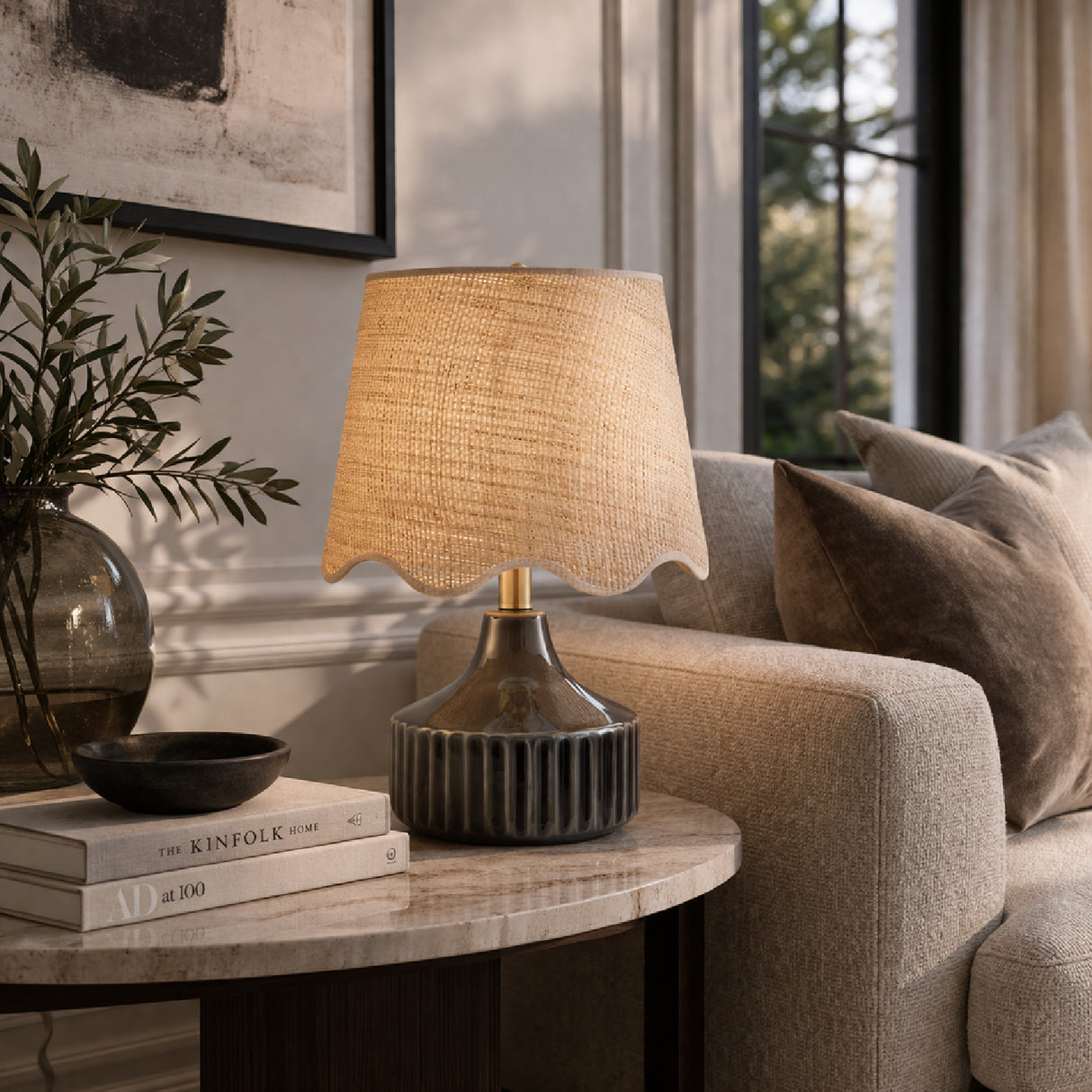 Modern European furniture - Scalloped Jute Table Lamp - www.oroa.com