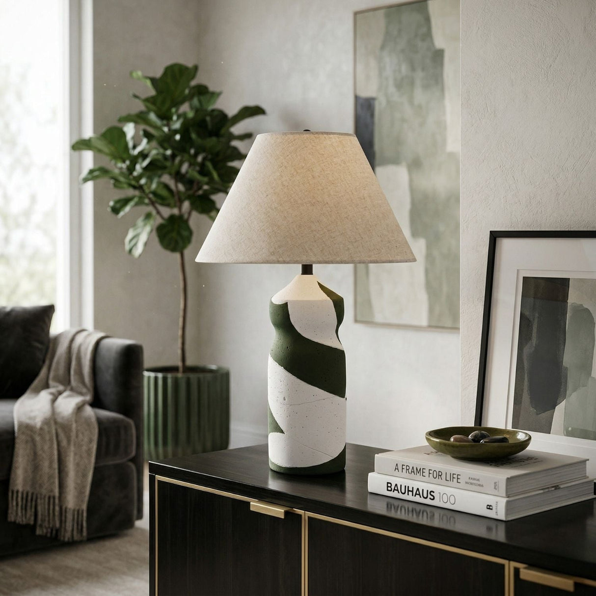 Modern European furniture - Painted Two-Toned Table Lamp - www.oroa.com