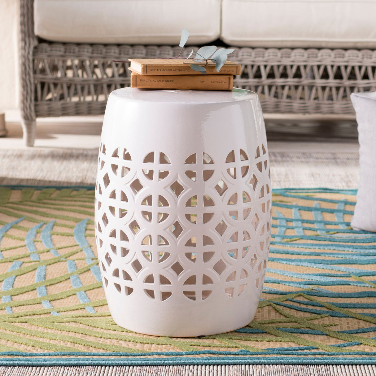 Modern European furniture - Openwork Ceramic Garden Stool - www.oroa.com