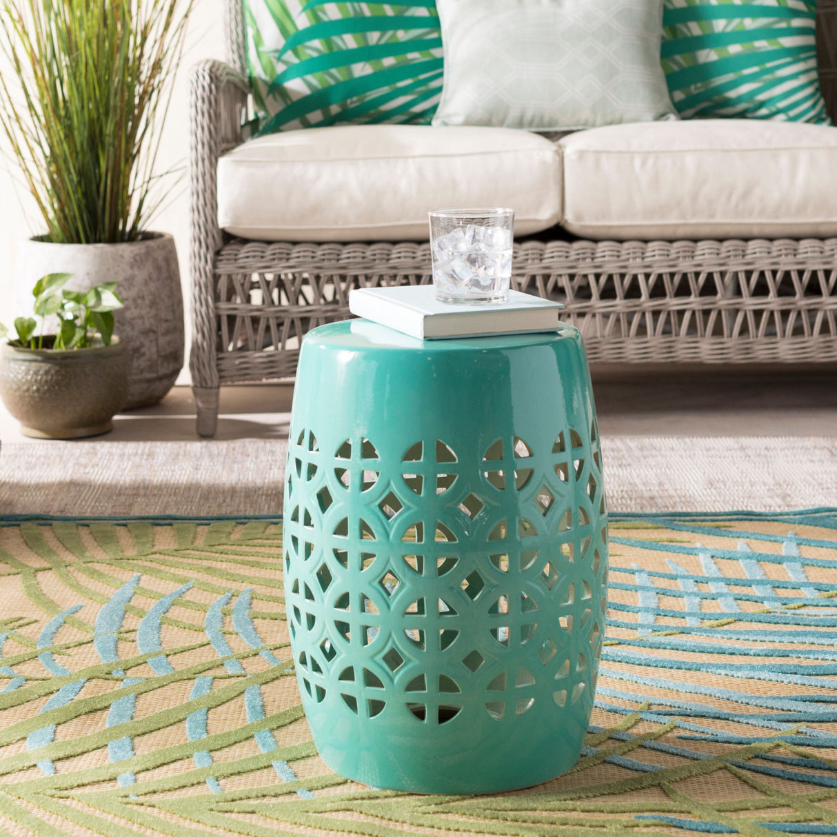 Modern European furniture - Openwork Ceramic Garden Stool - www.oroa.com