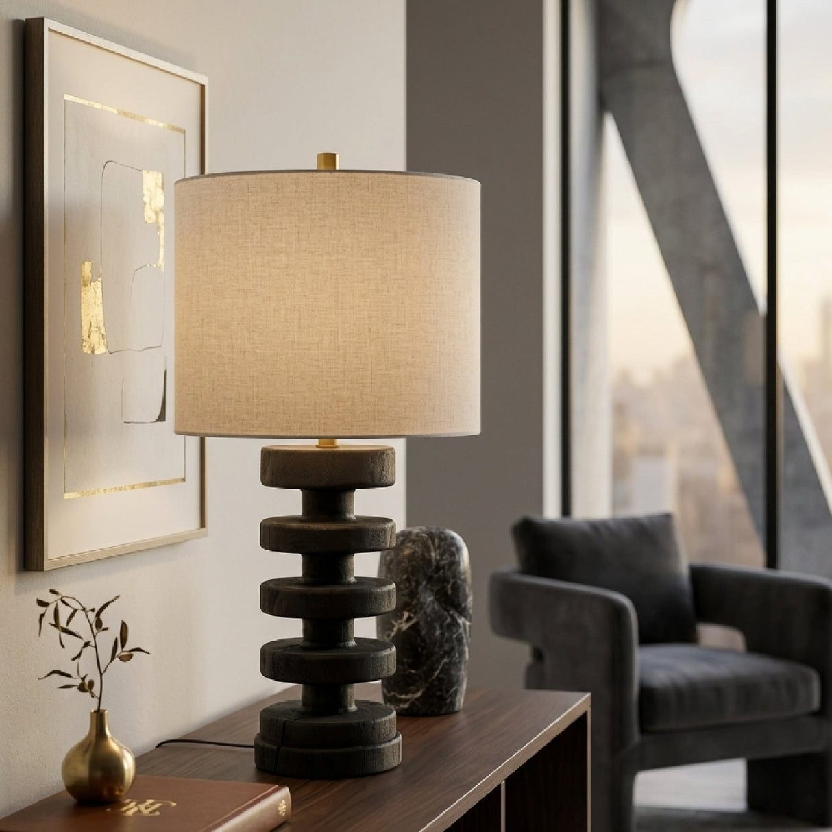 Modern European furniture - Layered Base Accent Table Lamp - www.oroa.com