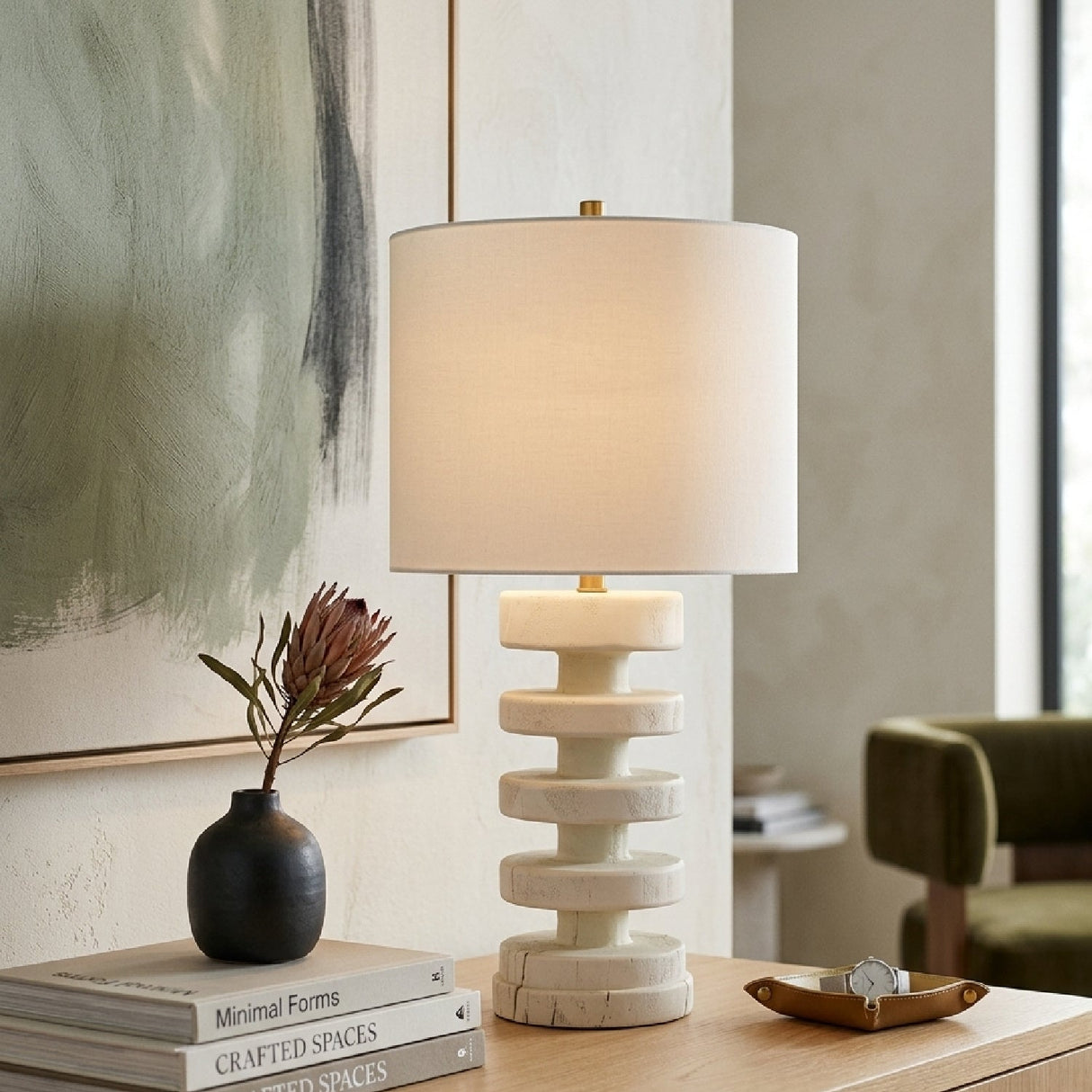 Modern European furniture - Layered Base Accent Table Lamp - www.oroa.com