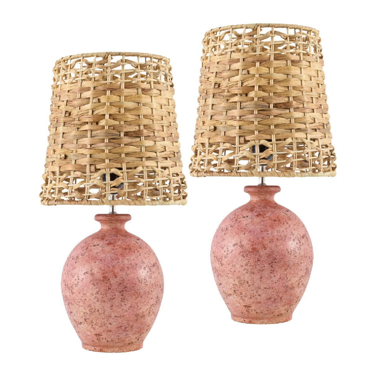 Modern European furniture - Cement Woven Seagrass Table Lamps (2) - www.oroa.com