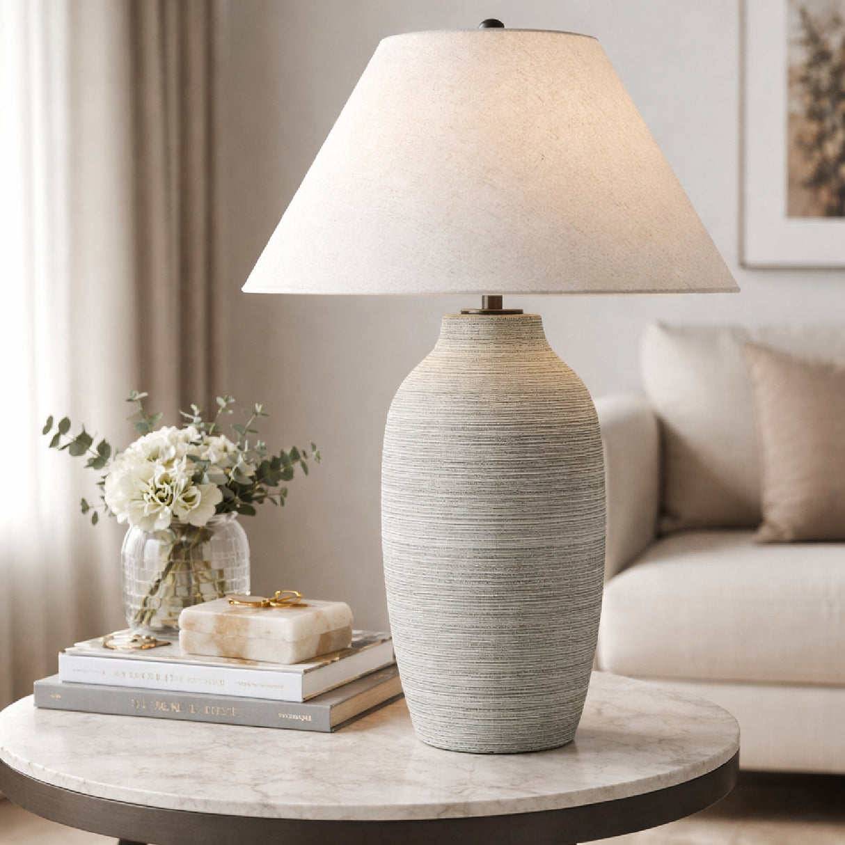 Modern European furniture - Textured Cement Accent Table Lamp - www.oroa.com