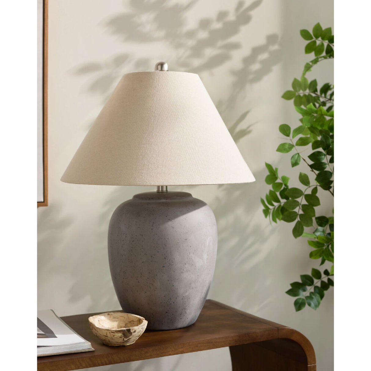 Modern European furniture - Glazed Gray Ceramic Table Lamp - www.oroa.com