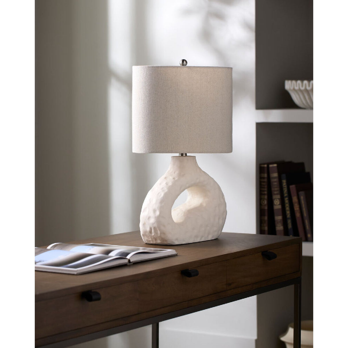 Modern European furniture - White Carved Accent Table Lamp - www.oroa.com