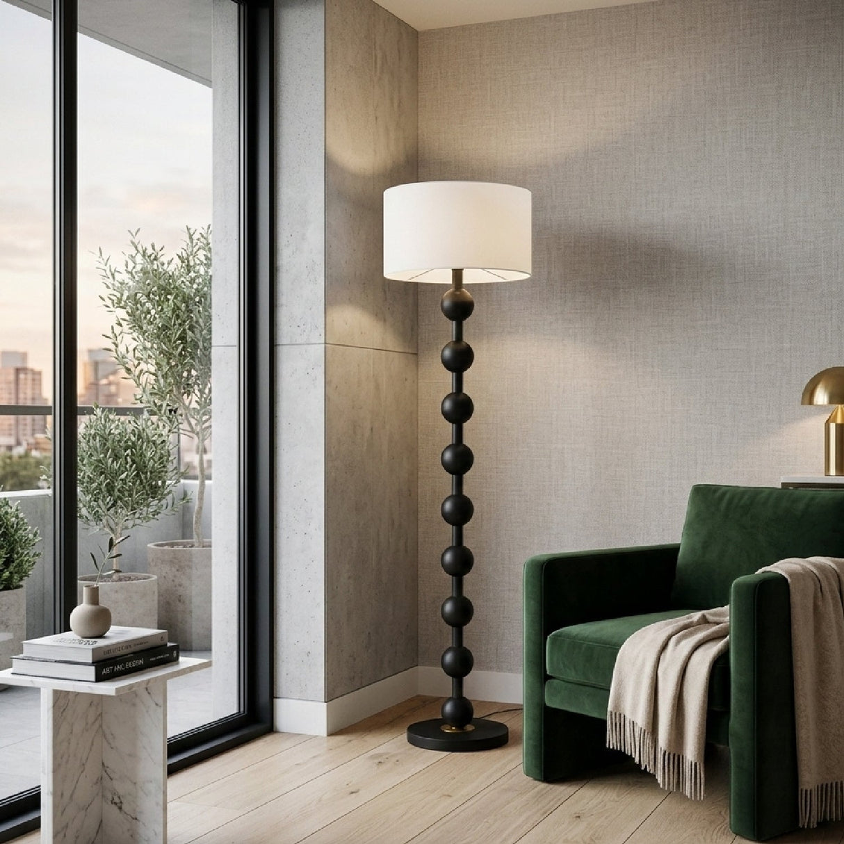 Modern European furniture - Wood Veneer Accent Floor Lamp - www.oroa.com