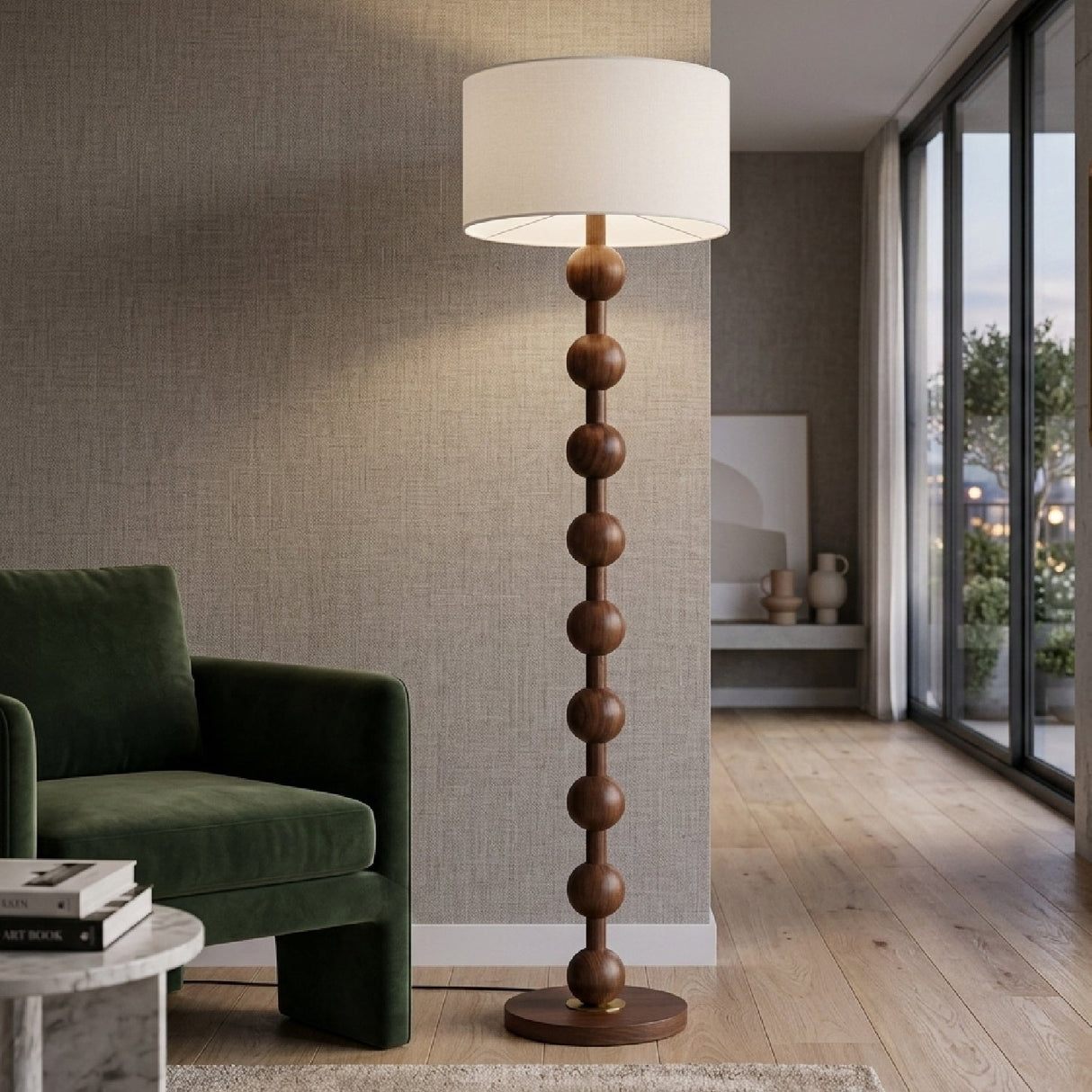Modern European furniture - Wood Veneer Accent Floor Lamp - www.oroa.com