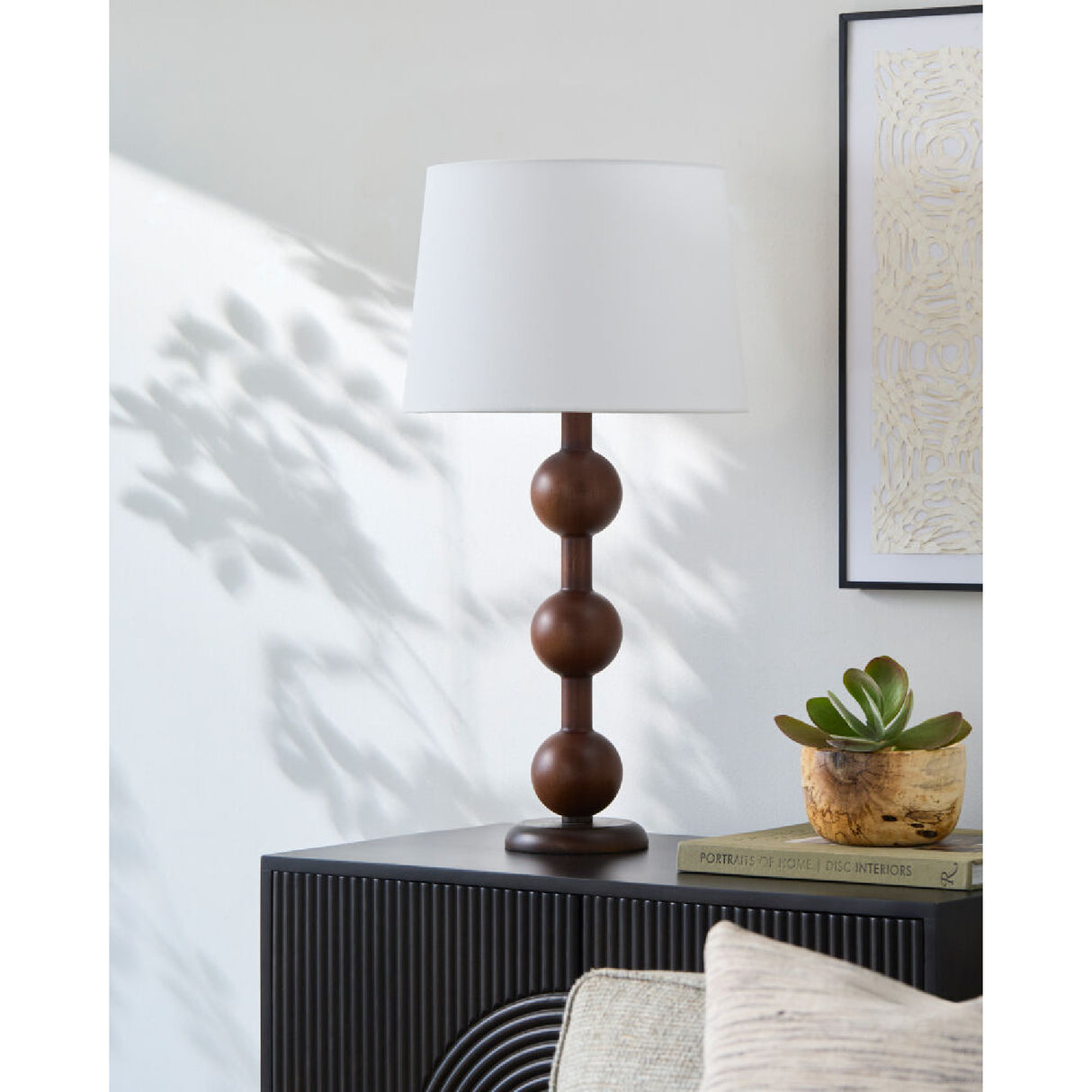 Modern European furniture - Triple Orb Rubberwood Table Lamp - www.oroa.com