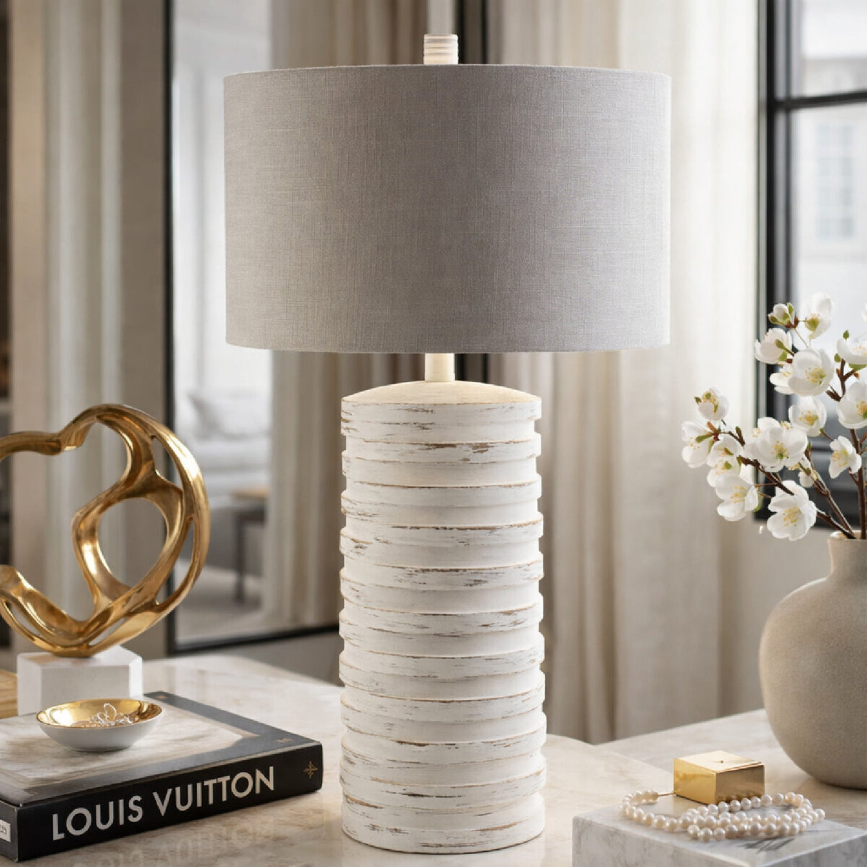Modern European furniture - Distressed Finish Accent Table Lamp - www.oroa.com