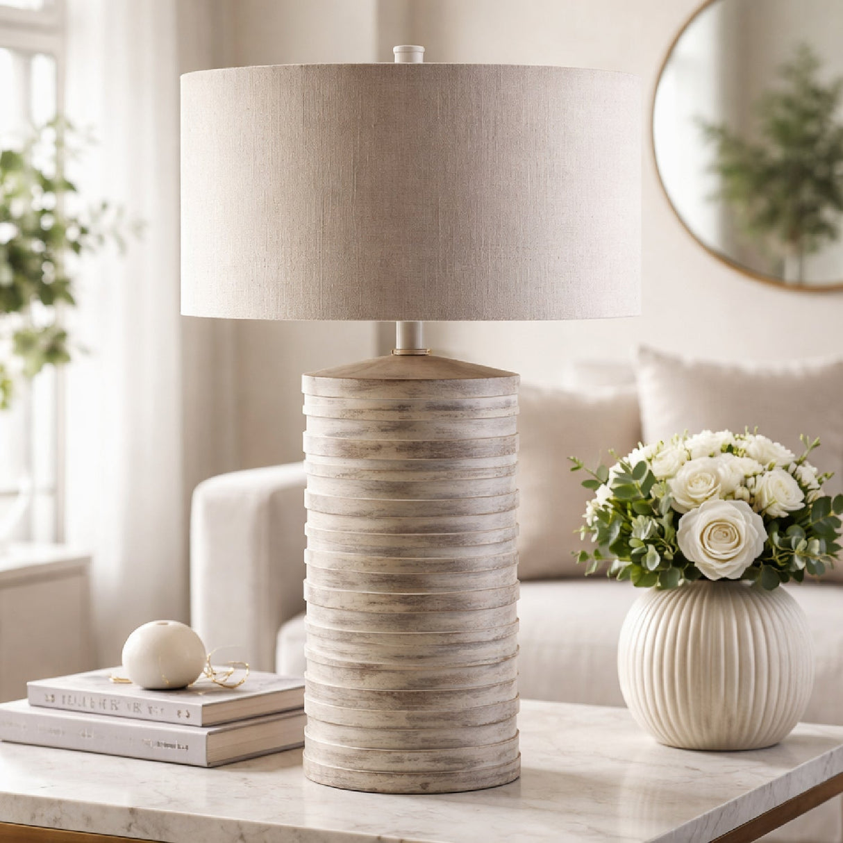 Modern European furniture - Distressed Finish Accent Table Lamp - www.oroa.com