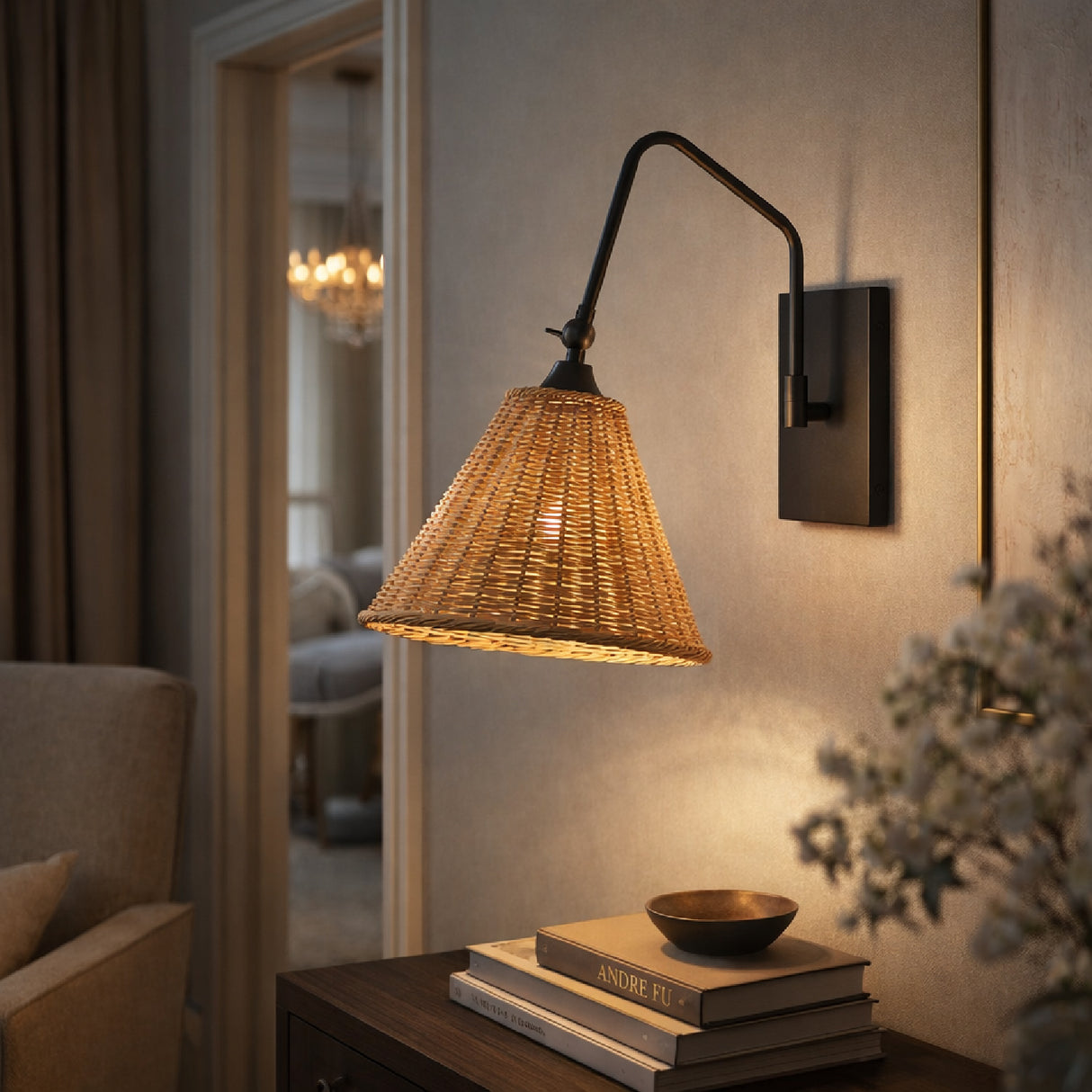 Modern European furniture - Conical Rattan Wall Lamp - www.oroa.com