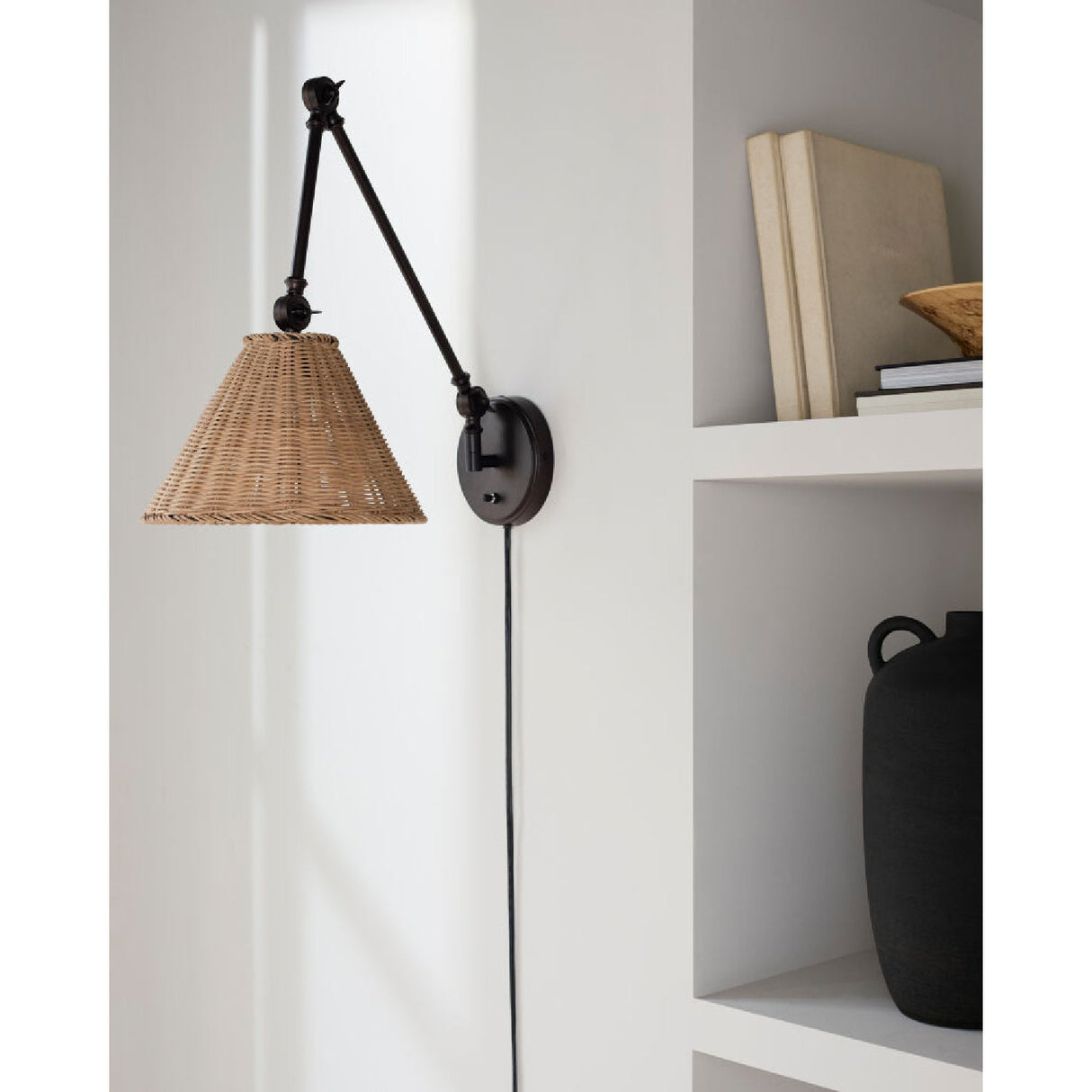 Modern European furniture - Rattan Adjustable-Arm Wall Lamp - www.oroa.com