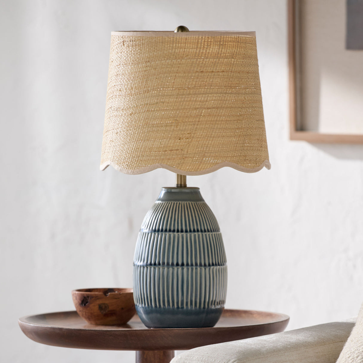Modern European furniture - Scalloped Beige Jute Table Lamp - www.oroa.com