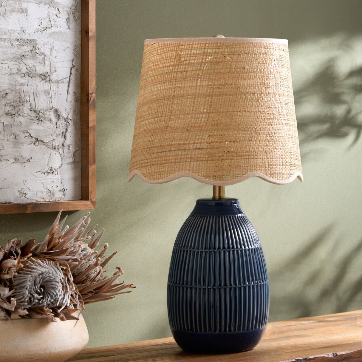 Modern European furniture - Scalloped Beige Jute Table Lamp - www.oroa.com