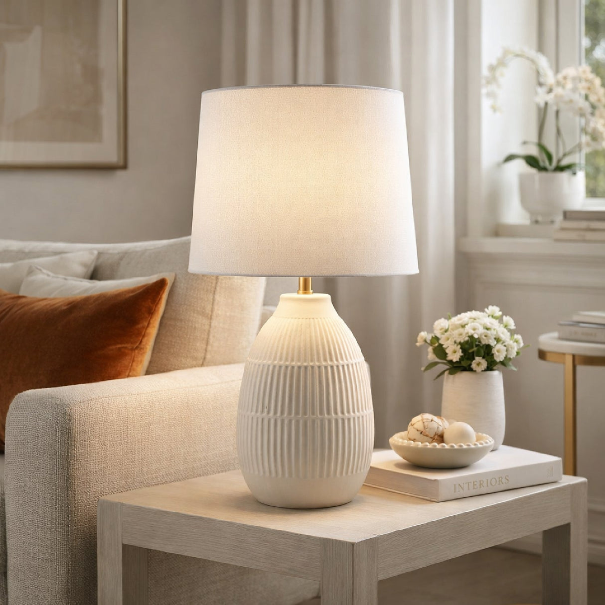 Modern European furniture - High Gloss Ceramic Table Lamp - www.oroa.com