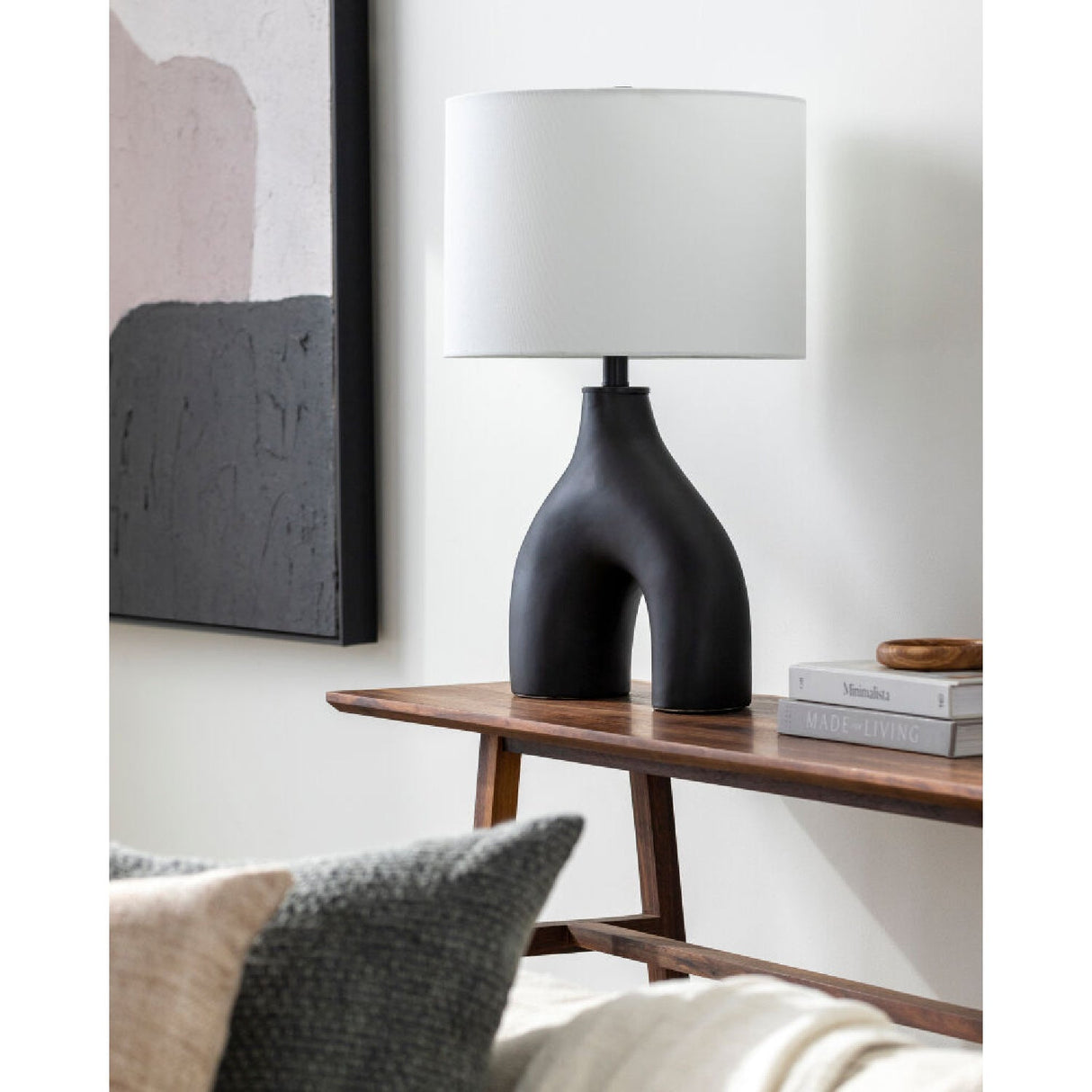 Modern European furniture - Cotton Shade Arched Table Lamp - www.oroa.com