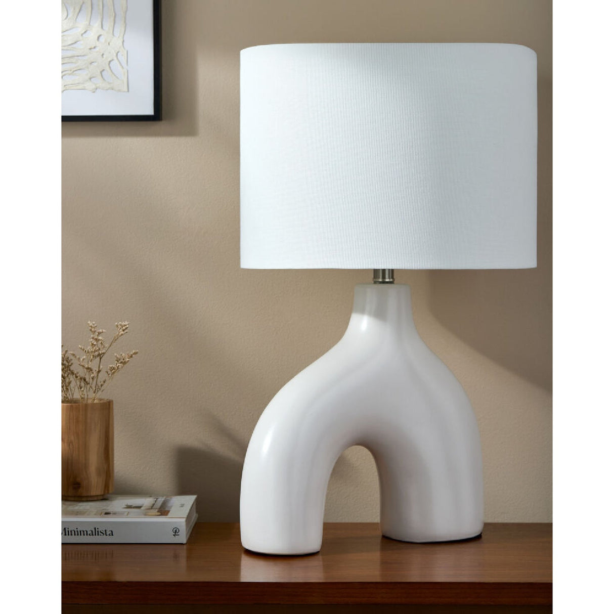 Modern European furniture - Cotton Shade Arched Table Lamp - www.oroa.com