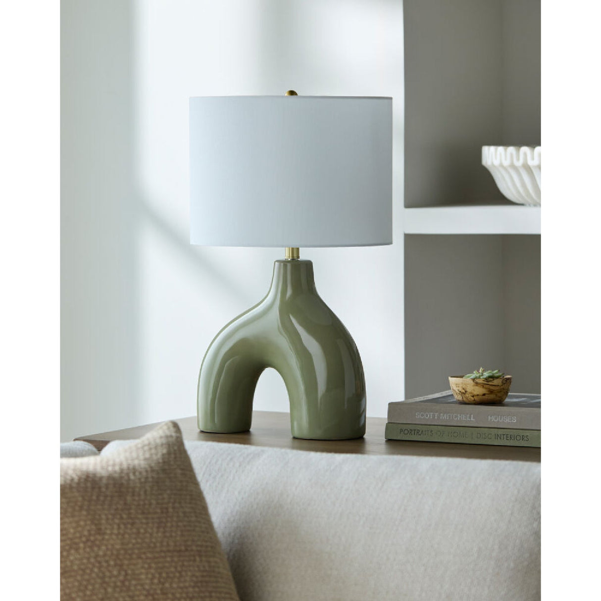 Modern European furniture - Cotton Shade Arched Table Lamp - www.oroa.com