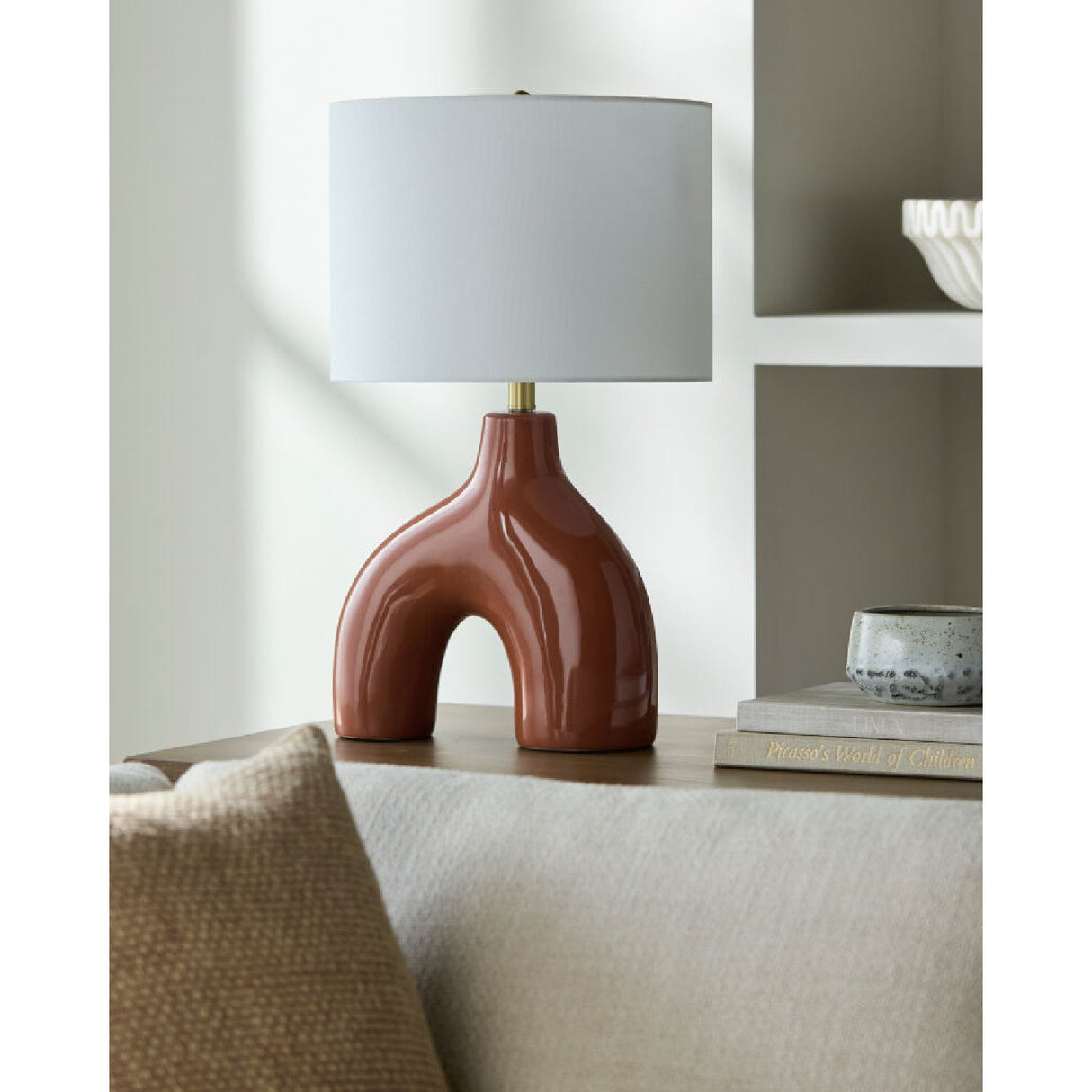 Modern European furniture - Cotton Shade Arched Table Lamp - www.oroa.com