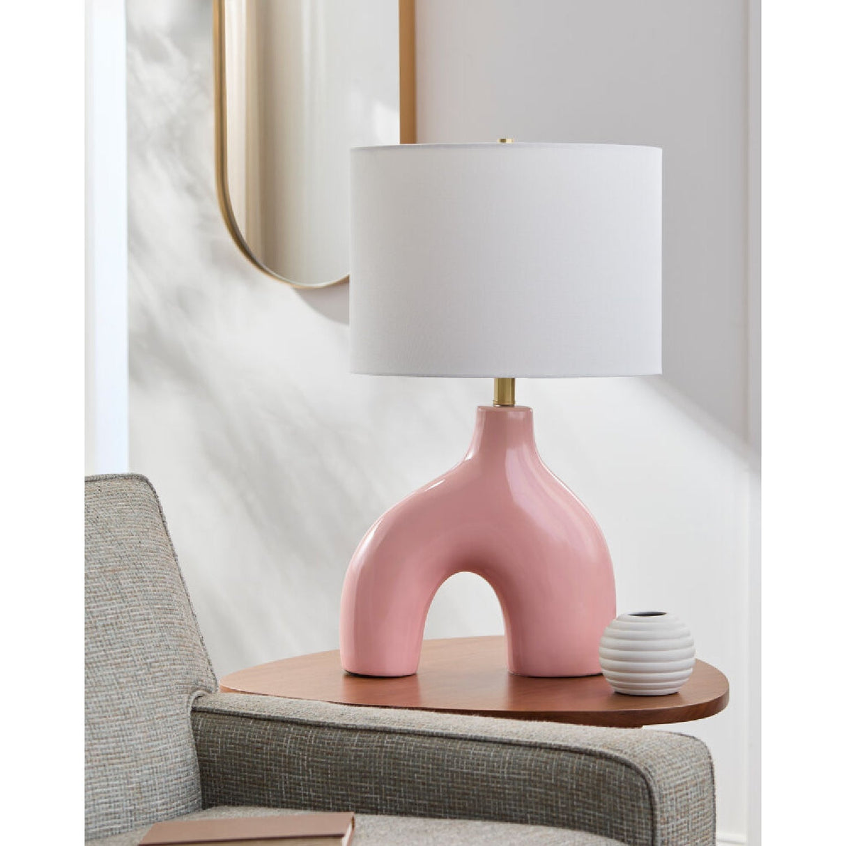 Modern European furniture - Cotton Shade Arched Table Lamp - www.oroa.com