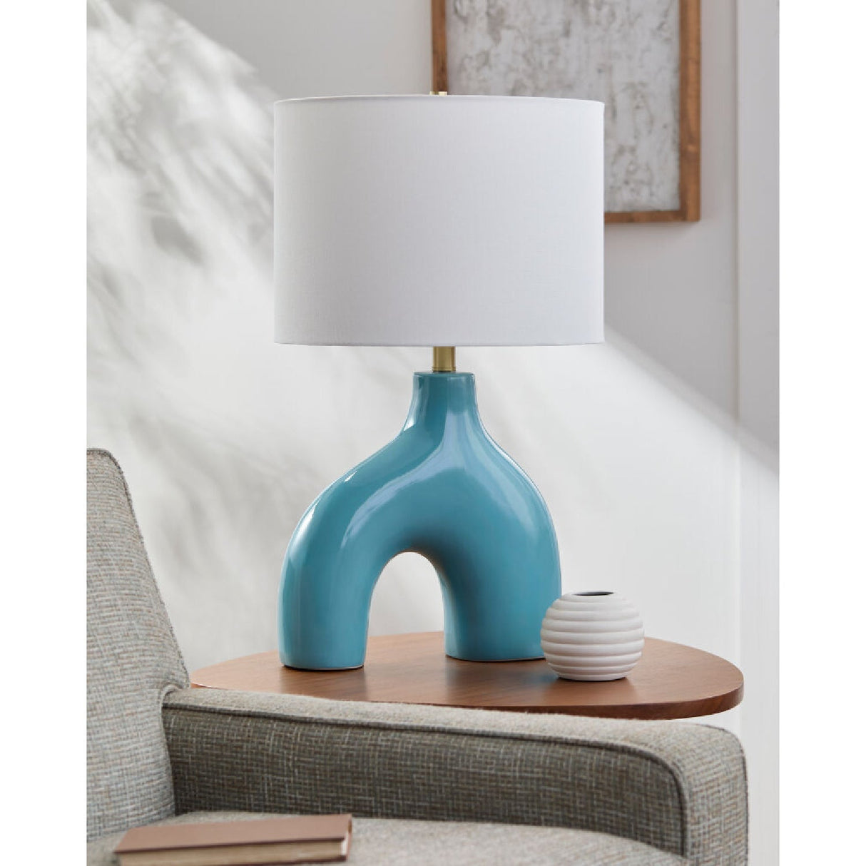 Modern European furniture - Cotton Shade Arched Table Lamp - www.oroa.com