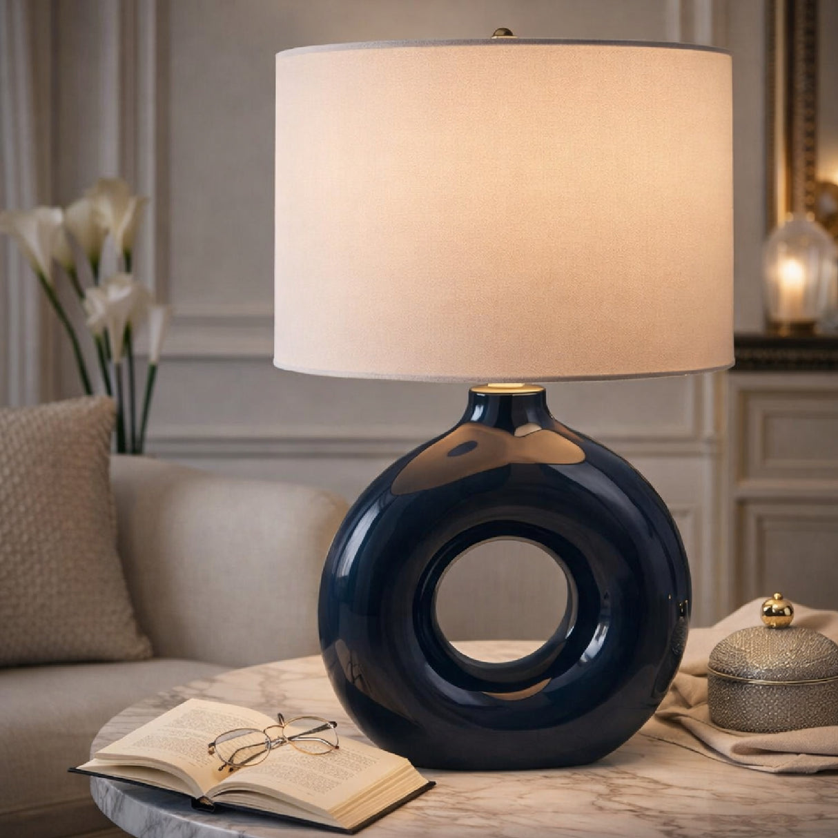 Modern European furniture - Ceramic Ring Accent Table Lamp - www.oroa.com