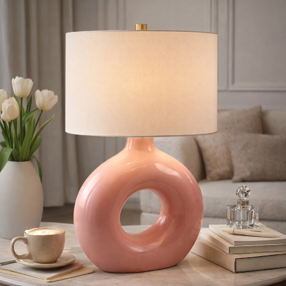 Modern European furniture - Ceramic Ring Accent Table Lamp - www.oroa.com