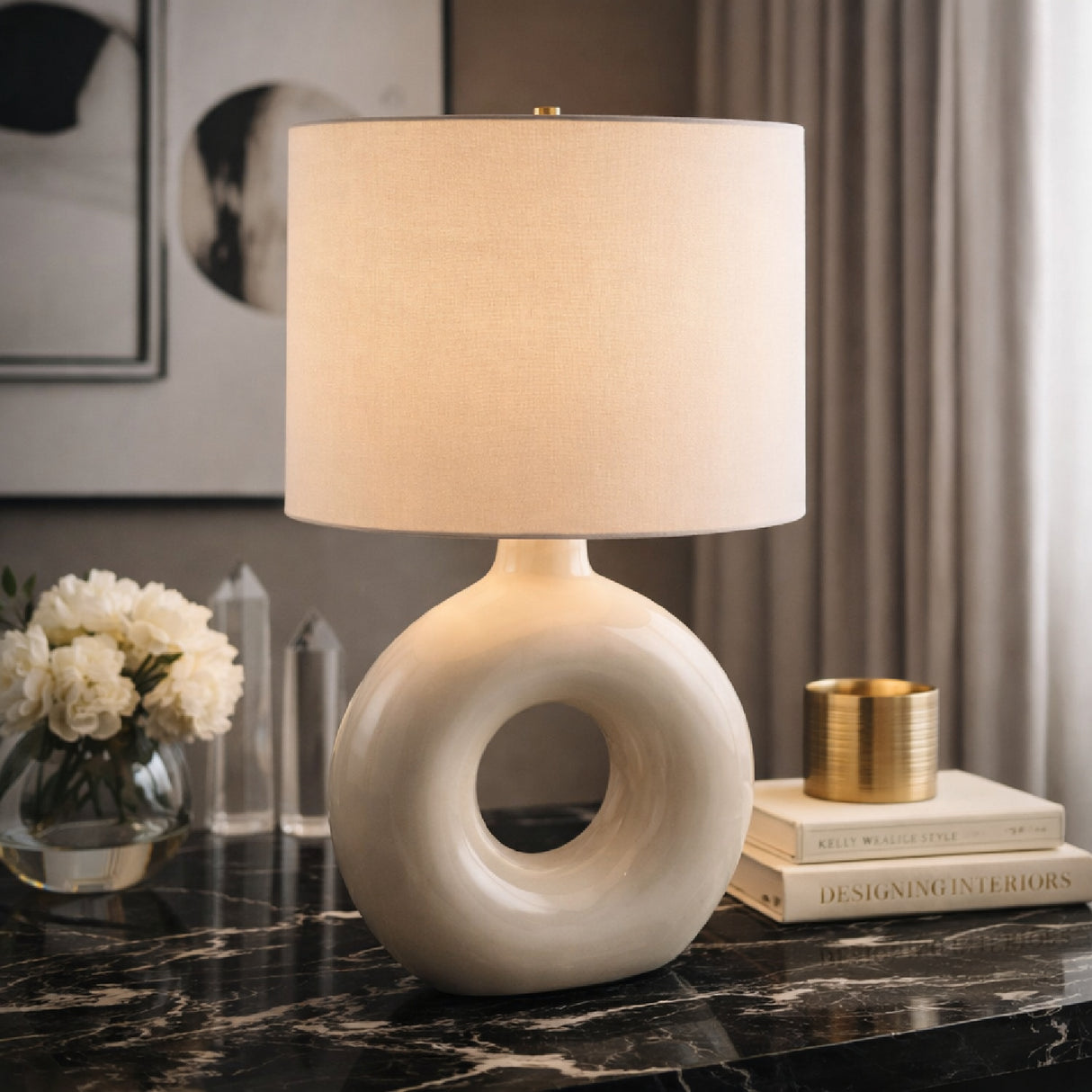 Modern European furniture - Ceramic Ring Accent Table Lamp - www.oroa.com