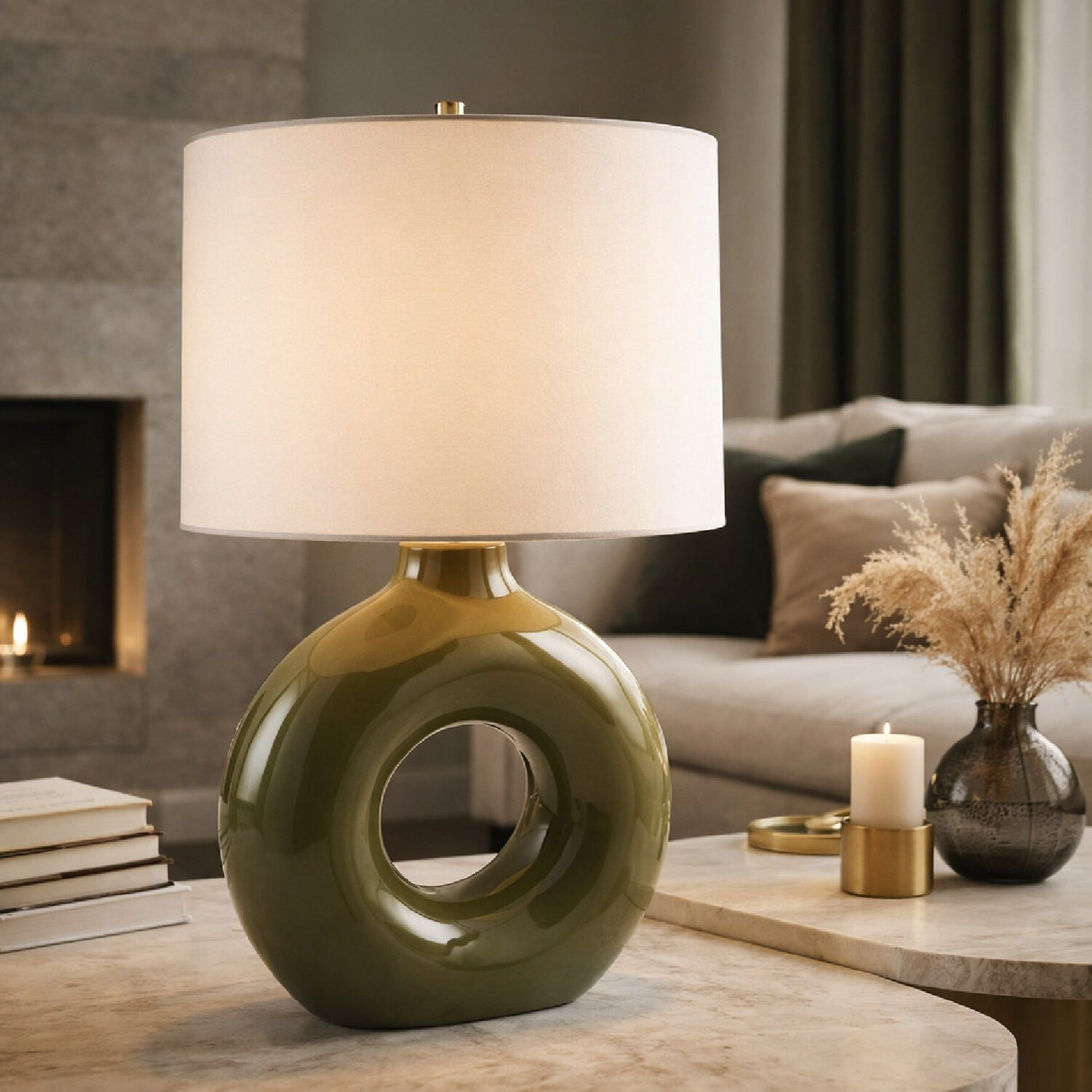 Modern European furniture - Ceramic Ring Accent Table Lamp - www.oroa.com