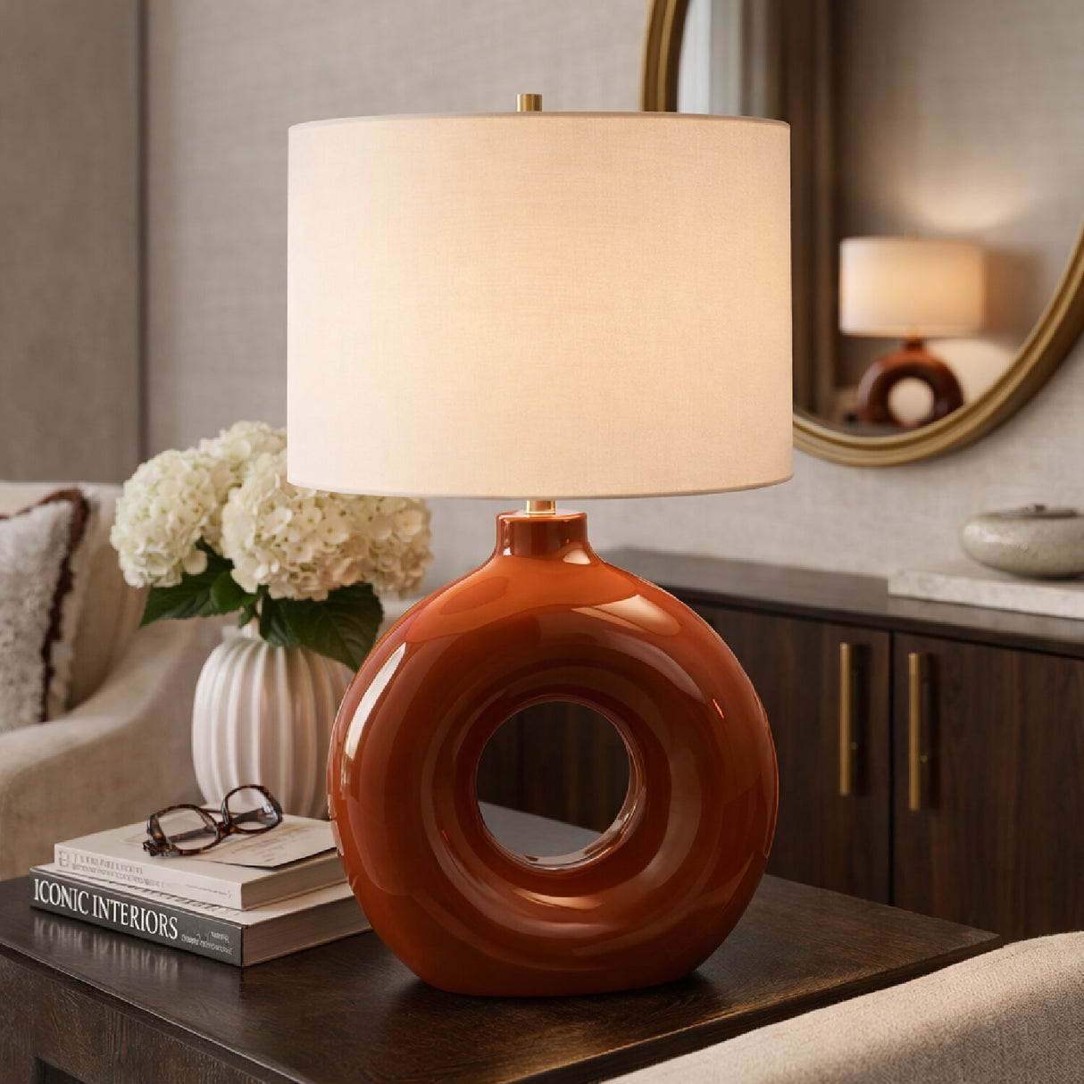 Modern European furniture - Ceramic Ring Accent Table Lamp - www.oroa.com