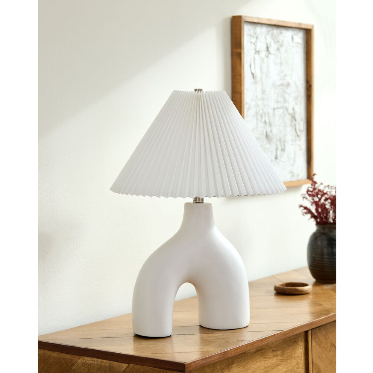 Modern European furniture - Pleated Fabric Arched Table Lamp - www.oroa.com