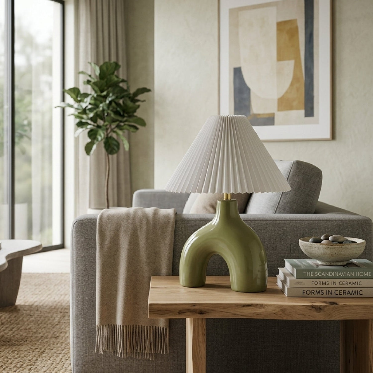 Modern European furniture - Pleated Fabric Arched Table Lamp - www.oroa.com