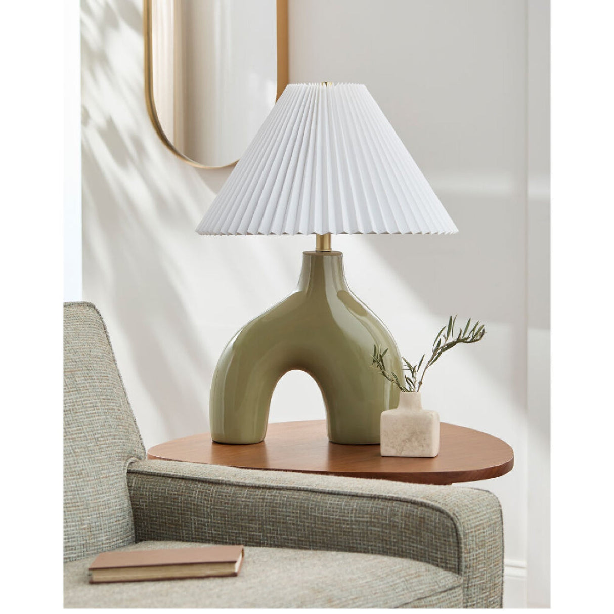 Modern European furniture - Pleated Fabric Arched Table Lamp - www.oroa.com