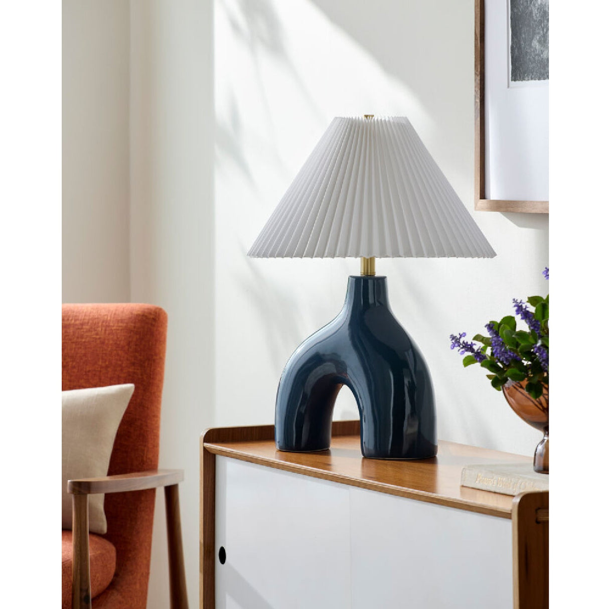 Modern European furniture - Pleated Fabric Arched Table Lamp - www.oroa.com