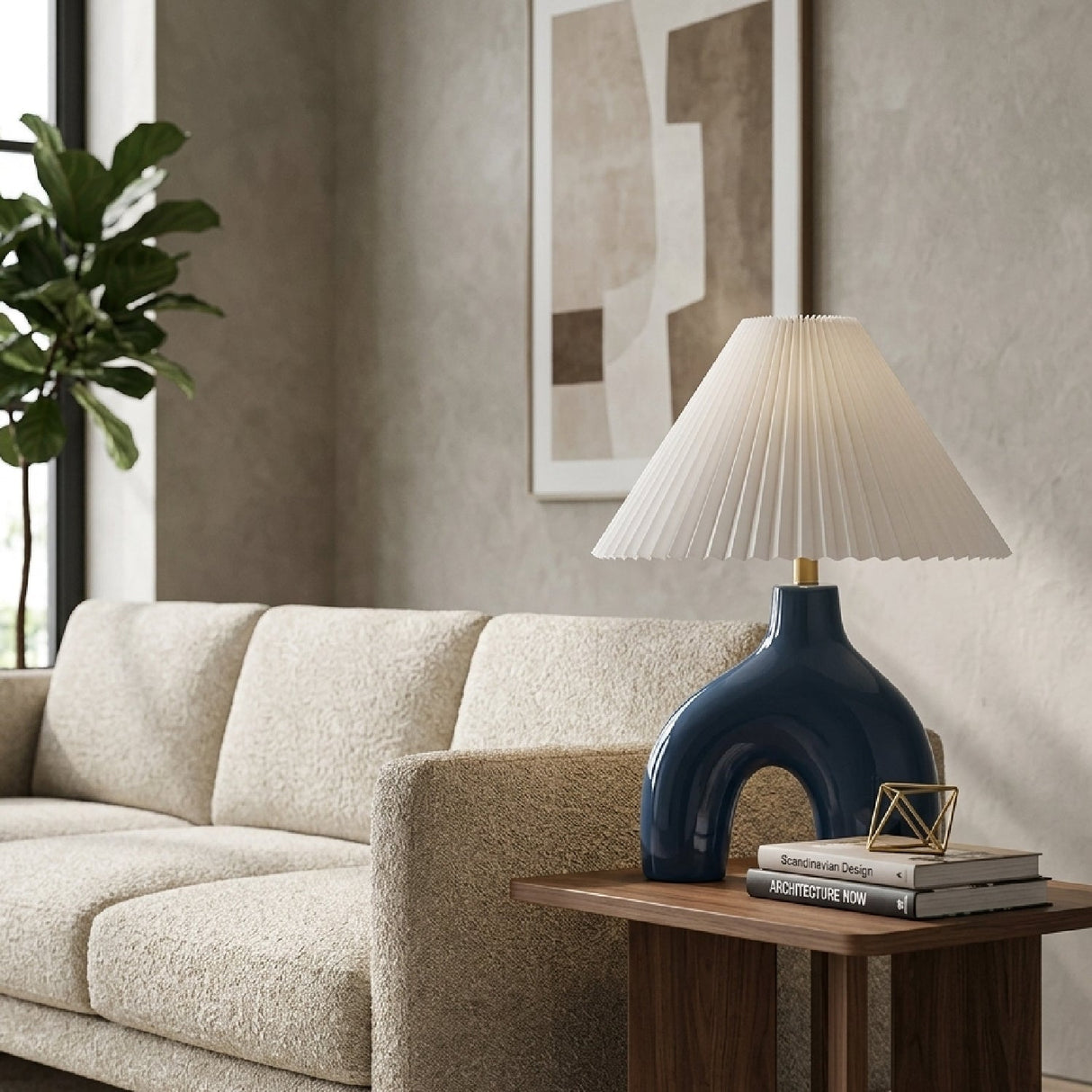 Modern European furniture - Pleated Fabric Arched Table Lamp - www.oroa.com