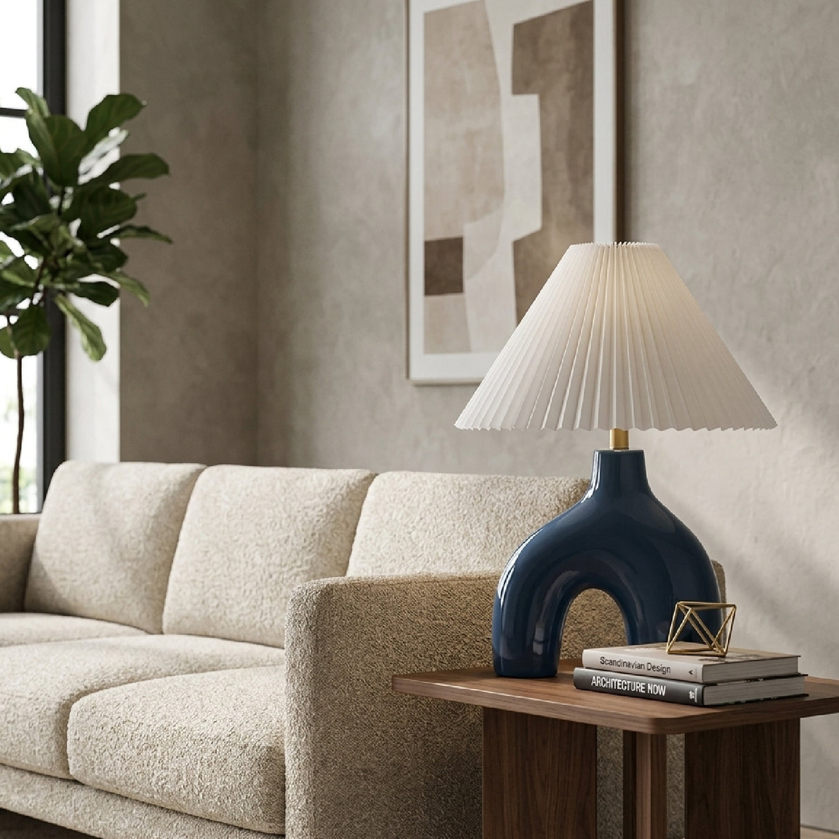 Modern European furniture - Pleated Fabric Arched Table Lamp - www.oroa.com | Oroa.com