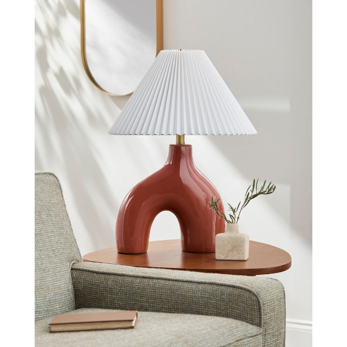 Modern European furniture - Pleated Fabric Arched Table Lamp - www.oroa.com
