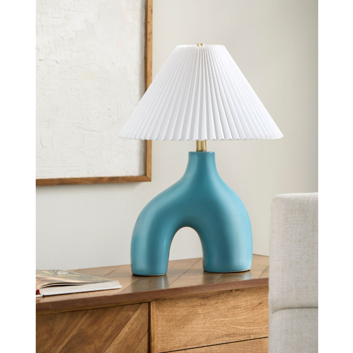 Modern European furniture - Pleated Fabric Arched Table Lamp - www.oroa.com