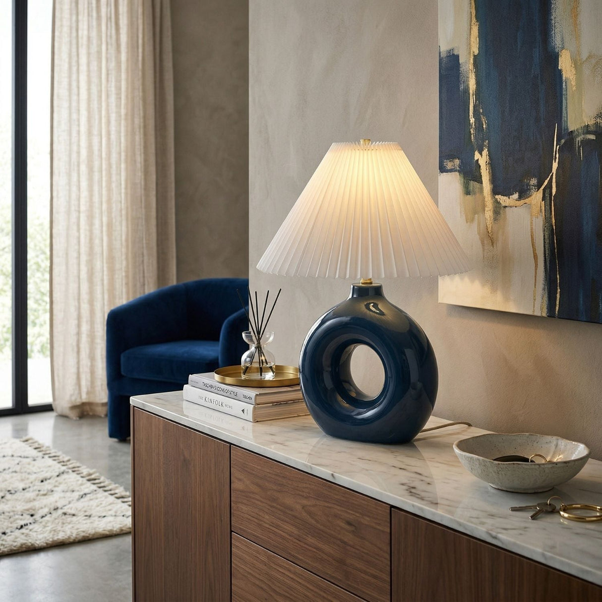 Modern European furniture - Pleated White Fabric Table Lamp - www.oroa.com