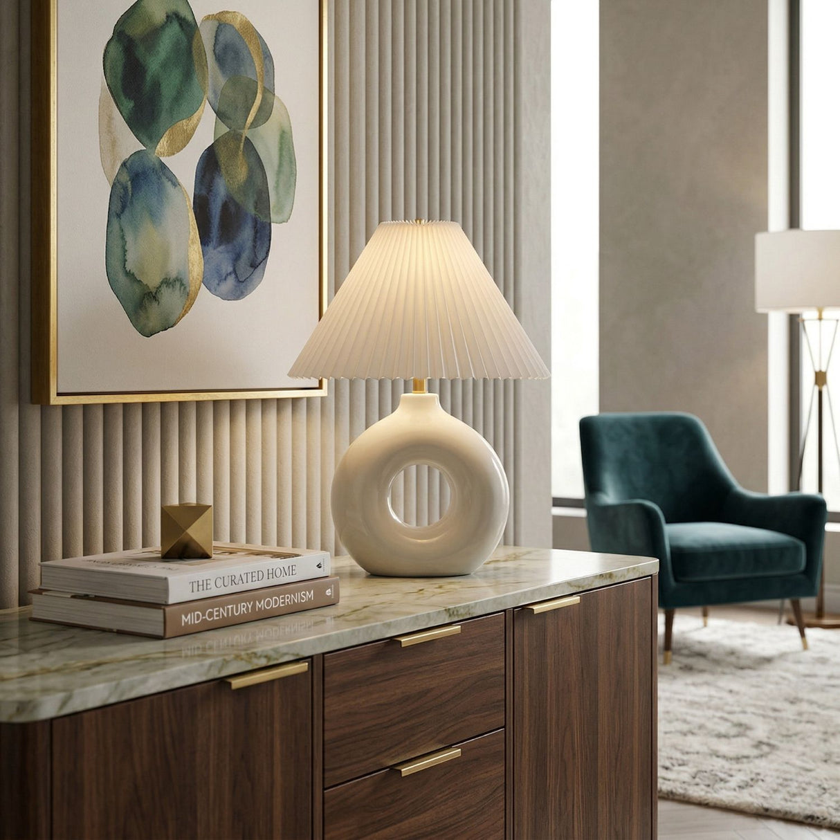 Modern European furniture - Pleated White Fabric Table Lamp - www.oroa.com