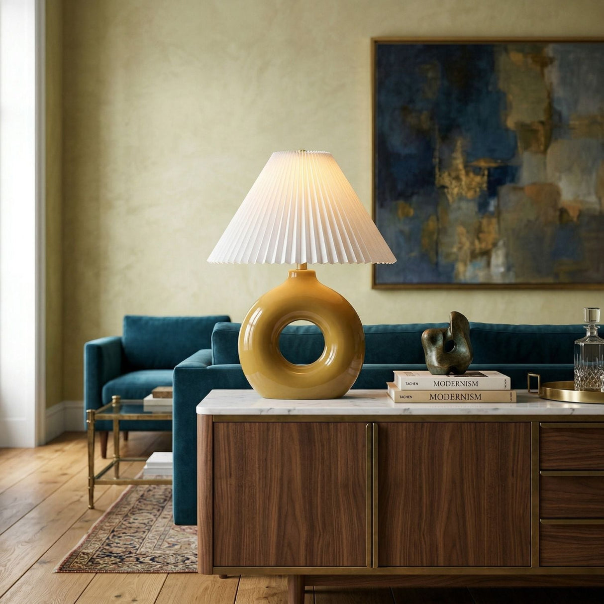 Modern European furniture - Pleated White Fabric Table Lamp - www.oroa.com