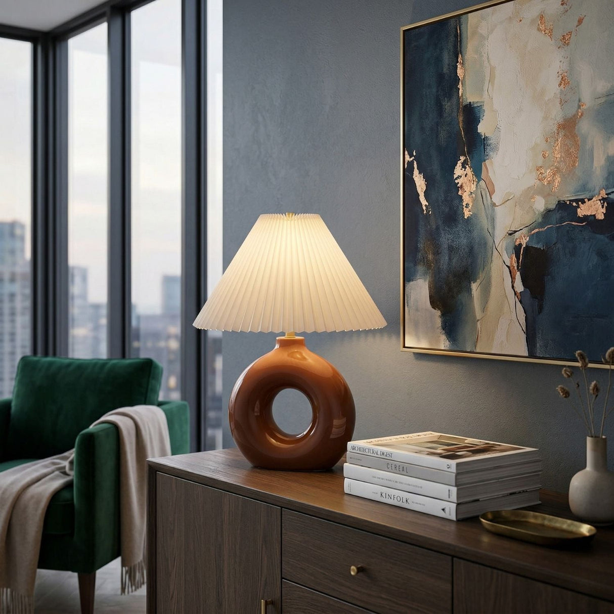Modern European furniture - Pleated White Fabric Table Lamp - www.oroa.com