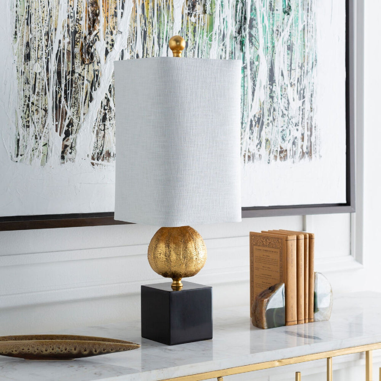 Modern European furniture - Gold & Black Base Table Lamp - www.oroa.com