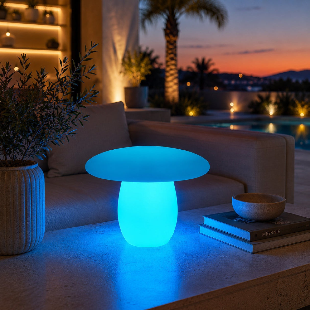 Modern European furniture - White Mushroom-Inspired Outdoor Table Lamp - www.oroa.com