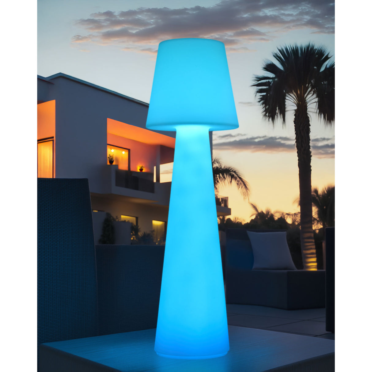 Modern European furniture - Frosted White Outdoor Floor Lamp - www.oroa.com