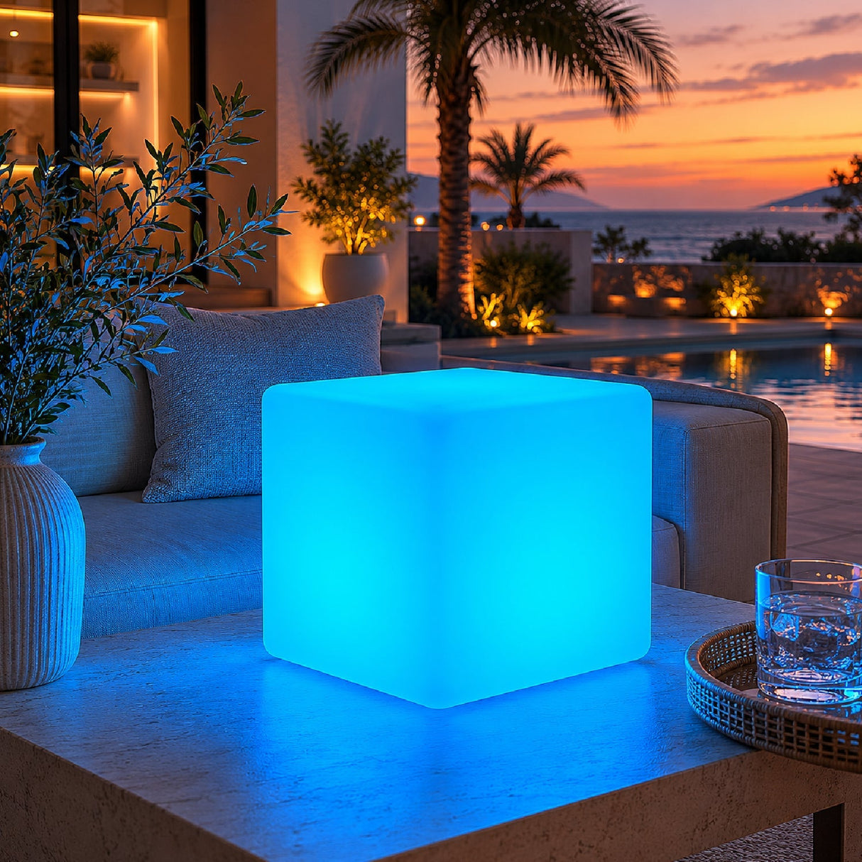 Modern European furniture - White Cube Outdoor Table Lamp - www.oroa.com