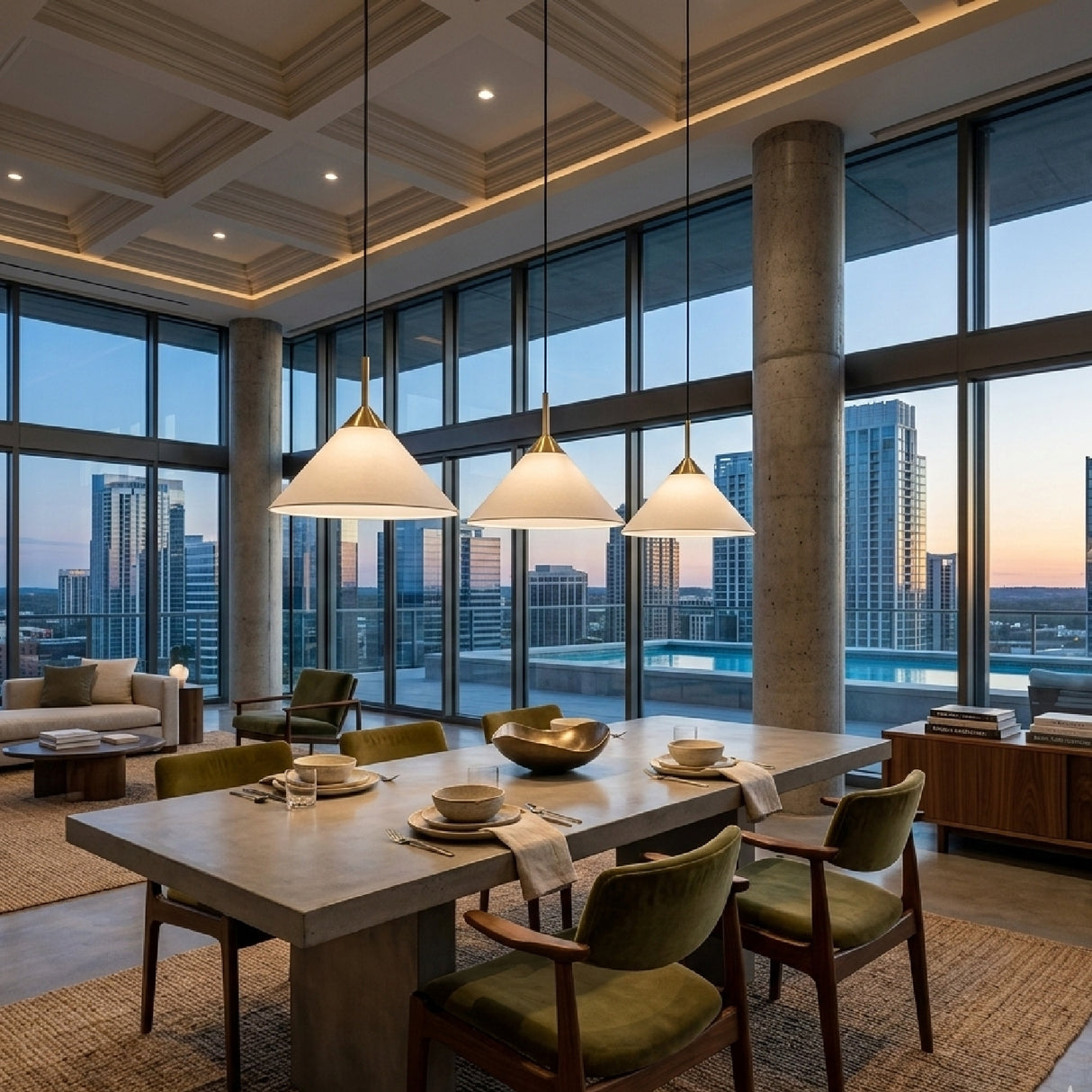 White Linen Conical Pendant Lamp | Oroa.com