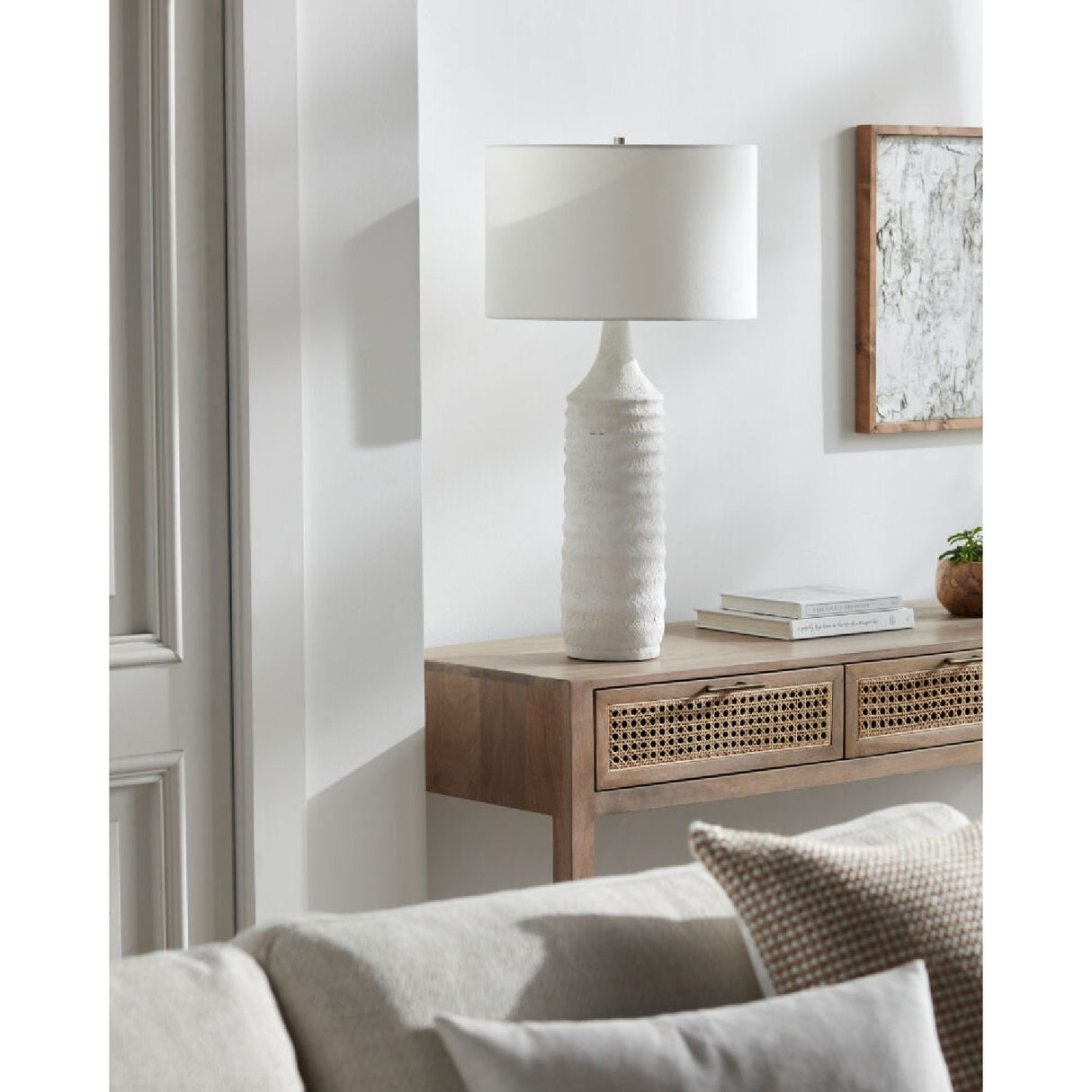 Modern European furniture - White Cotton Accent Table Lamp - www.oroa.com