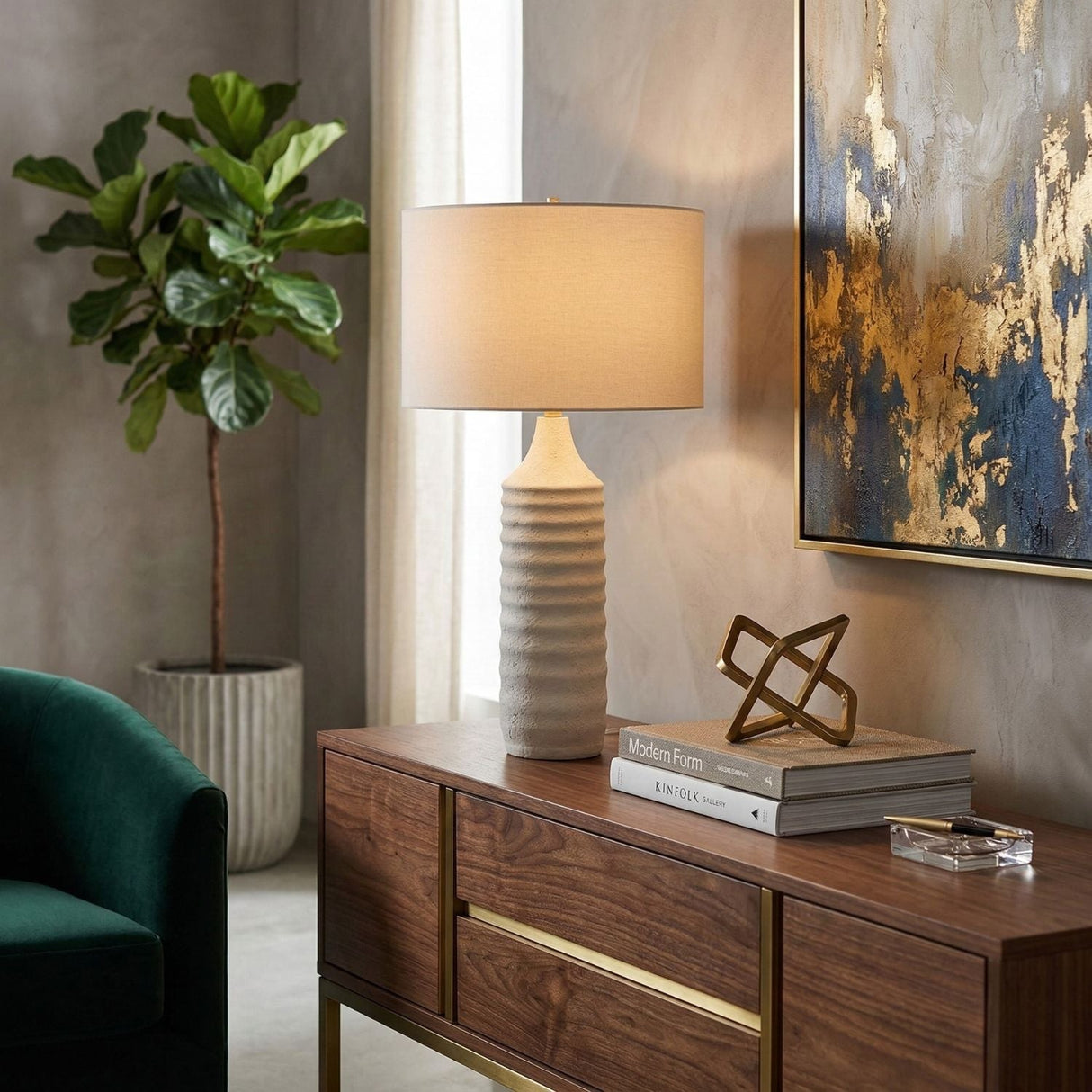 Modern European furniture - White Cotton Accent Table Lamp - www.oroa.com